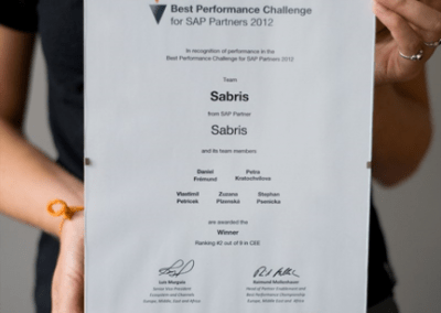 6 diplom 800x600 gallery big - Sabris získal 2. místo v Best Performance Challenge for SAP partners 2012 - Sabris.com
