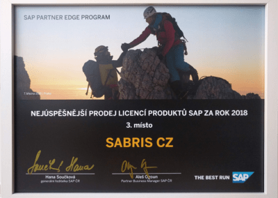 CZ 032019 Sabris oceneni 3 misto prodej licenci gallery big - Sabris získal od SAP ČR hned dvě ocenění - Sabris.com